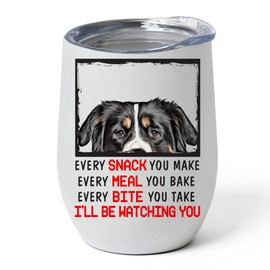 Every Snack You Make I'll Be Watching You Young Bernese Mountain Dog Tumbler 12oz Stainless Steel Vacuum Insulated Cup With Lid - Peeking Animal Funny Gifts for Dog Lovers