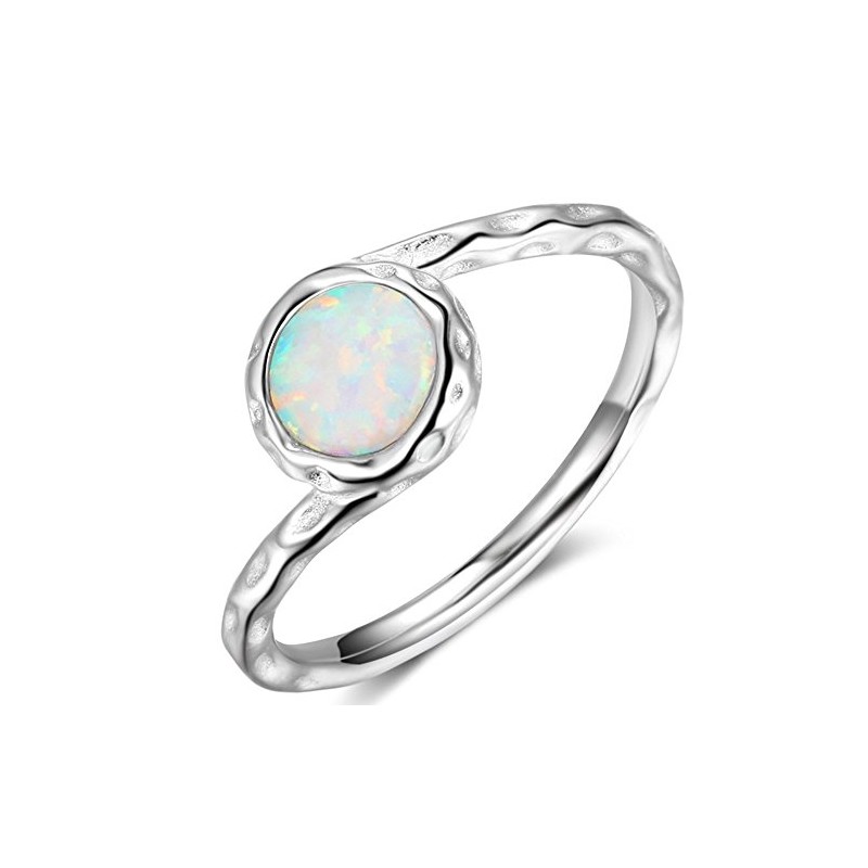925 Sterling Silver Fire Opal Wedding Engagement Classical Solitaire Ring