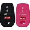 Autobase Key fob Cover for Toyota 2025 Camry 2019-2025 Land Cruiser 2021-2025 Venza Hilux Fortuner 2023-2025 Highlander Tundra Corolla bZ4X Prius 4 Buttons (Black and Pink)