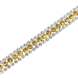 uxcell 1 Yarda 3 Filas Cadena Estrás, 8.5mm Brillante Cristal Cierre Garras Cadena Ribete para Joyería Bricolaje, Ropa, Bolsos, Decoración Zapatos (Plata, Amarillo, Blanco)