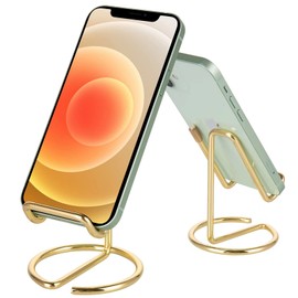 ROPOSY ROPOSY Cell Phone Stand for Desk, Cute Metal Gold Cell Phone Stand Holder Desk Accessories, Compatible with All Mobile Phones, iPhone, Switch, iPad