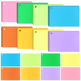 Tecmisse 160 PCS Index Card 4 x 6 Inches, 180 GSM Thick Punched Flash Cards, Blank Note Cards, Colored Study Cards for School Learning and Office Supplies, 8 Colors
