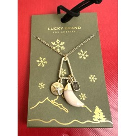 LUCKY BRAND Gold Tone Tusk Charm Gifting Necklace 16-1/2" + 2" ext. NEW $45