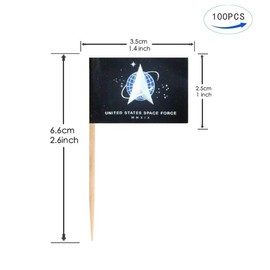 JAVD 100Pcs US Space Force Flag Toothpick, Small Mini Stick USA Space Force Fruit Toothpick Flags,for US Military Day Party Events Celebration Supplies,Birthday Wedding Dinner Decorations