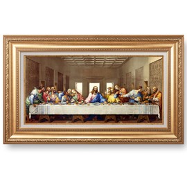 The Last Supper by Leonardo Da Vinci The World Classic Art Reproductions,Giclee Prints Framed WallArt for Home Decor,Image With Liner Size:30x16 inches,Golden Framed Size:36x22 inchs