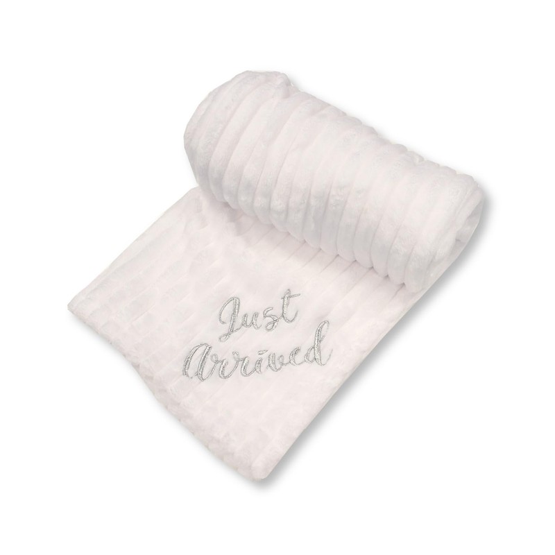 Baby Coral Fleece Stripe Wrap Blanket Embroidery