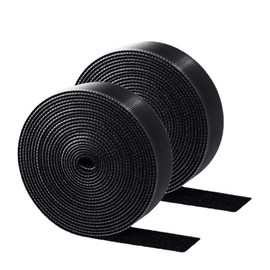 ENVEL Reusable Cable Ties 2 Rolls Hook and Loop Cable Straps Adjustable Cord Ties for Cable Management Cord Organizer Straps Black (2 x 6m)