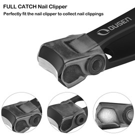 Nail Clippers with Catcher - Anti Splash Wide Jaw Opening Thick Toenail Clippers for Seniors | Self-Collecting Fingernail Cutter Heavy Duty Toe Nail Clippers for Men & Women | Black | L