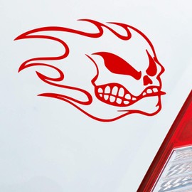 Car Sticker in your favourite colour Skull Flame Head Skull Flame Skull 10x15 cm Car Window Sticker, red
