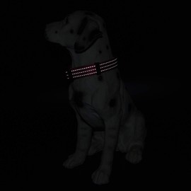 Mile High Life | Dog Collar | Nylon Thick Fabric | with Reflective Straps Three Line | Lime Green Hot Blue Pink Purple Red Color