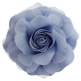 Sara Monica Flower Hair Clip and Pin: Snow Rose: Made in the USA (Light Blue)