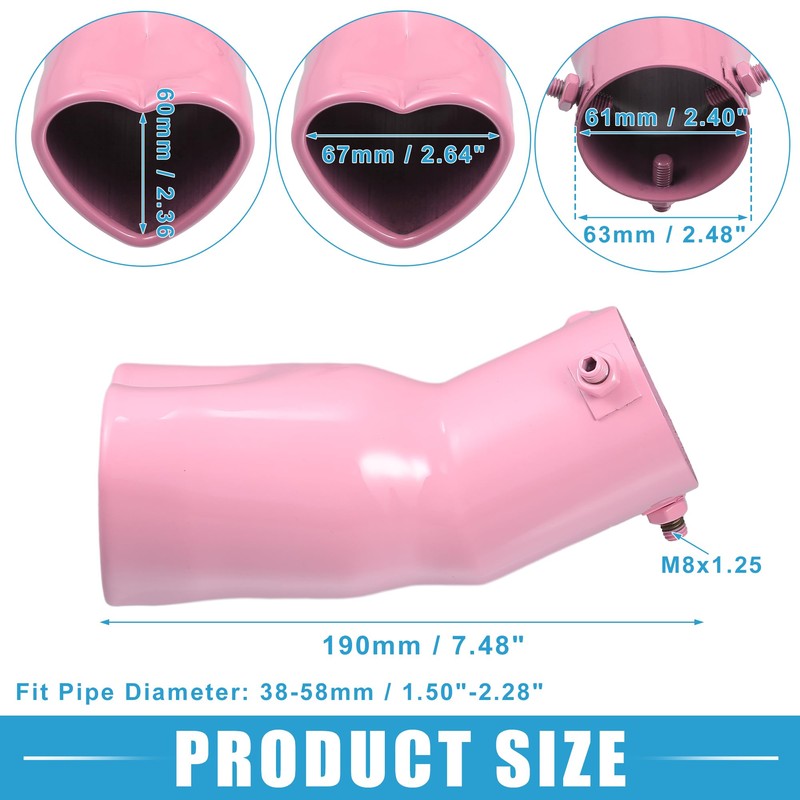 A ABSOPRO Car Exhaust Tracheal Heart Tailpipe 2.48" OD 2.64"