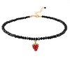 MOKAVIKY 25 Fruit 3D Strawberry Pendant Necklace with Black Bead