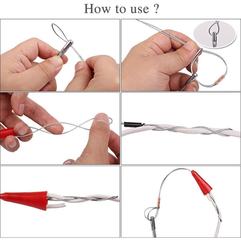 EIKEJI Cable Pulling Aid 50 m, Retractable Spiral Pull Wire
