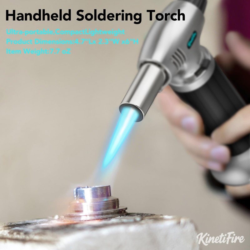 KinetiFire Butane Torch Lighter, Refillable Kithcne Torch with Safety Lock,