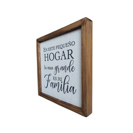 Cuadro Decorativo Minimalista, En este pequeño hogar lo más grande es mi familia, Decoración, Letrero, Frases Motivadoras, Arte de pared tela impresa, contemporaneo, Moderno, Cuadro de madera de pino, Frases decorativas Para sala de estar, Dormitorio, De