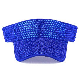 Gudessly Shiny Rhinestones Sport Sun Visor Adjustable Summer Cap Visor Caps for Women Men Royal Blue