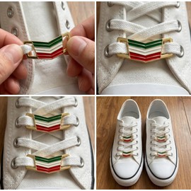 Zigvert Mexico Flag Color Shoe Decoration Charms, Shoelace Tags/Buckles for Sneakers, Boots & Runners — 1 Pair