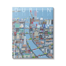 Stupell Industries Dublin Coastal City Map Bridges Buildings Design, Design by Carla Daly