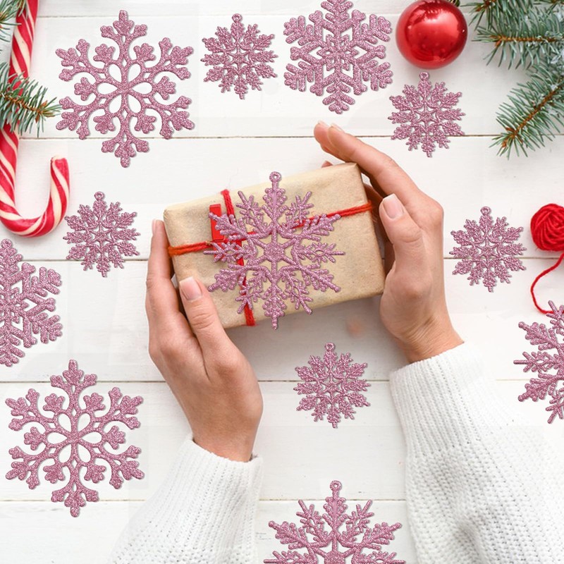 36PCS Christmas Snowflake Ornaments, Hanging Snowflake Decorations for Winter Wonderland