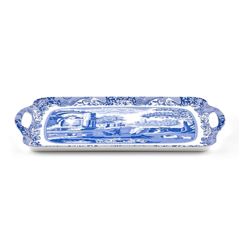 Blue Italian Large Handled Tray - Rectangular Melamine Serving Tray