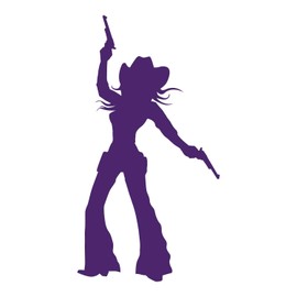 Cowgirl Gunslinger with Pistols Western Vinyl Decal Sticker Car Window Bumper Die Cut 5.5-Inches Premium Quality UV Resistant Laminate (5.5-Inches, Purple) JMM00270PRPL5