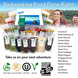 The Backpacking Kit - 18Ct Premium Lightweight Meals in 1 Cup Resealable Pouches by Harmony House Foods, Single Set White