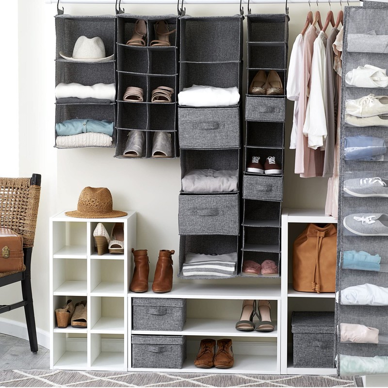 Household Essentials Closet Storage Hanging Shoe Organizer, Graphite