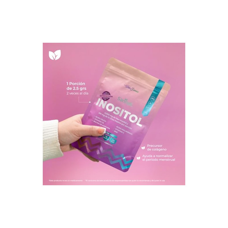 Inositol Myo Chiro Polvo 225g Ácido Fólico Zinc Precursor Colágeno