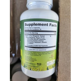 2 Bottles 60ct  Organic Citrus Bergamot Supplement - 1000mg 120 Total!!