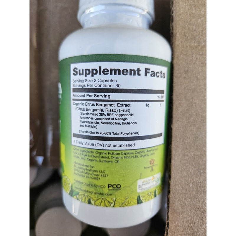 2 Bottles 60ct Organic Citrus Bergamot Supplement - 1000mg 120