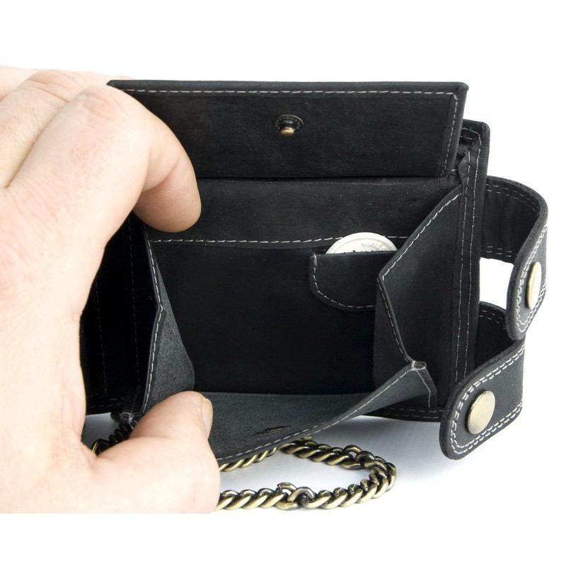 Men's Very Dark Gray Biker's Wallet with 20 Inch Long