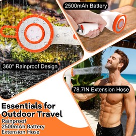 FODAHRWS Portable Camping Shower Pump, 5 Gallons Foldable Bucket with Heater, Camp Heated Kit Rinse for The Beach, Travelling, Pet Baths and Car Washes