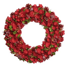 18" Red Poppy Wreath Wooden Artificial Christmas Winter Memorial Grave Wreath