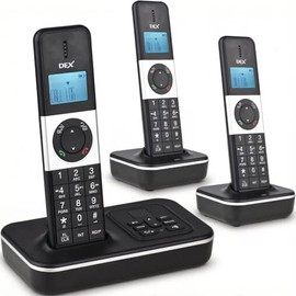 D1002 TAM-T Teléfono Inalámbrico de 3 Auriculares, con Contestador Automático Identificador de llamadas/llamada en espera, Pantalla LCD de 3 líneas de