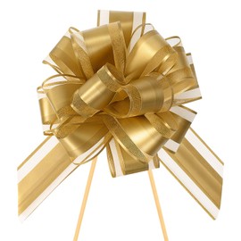 6 Pcs 6 Inch Double-Layered Pull Bows, Organza Ribbon Gold Bows for Gift Wrapping, Classic Style Big Bow for Christmas Present(Gold)