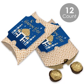 Big Dot of Happiness Ramadan - Favor Gift Boxes - Eid Mubarak Party Large Pillow Boxes - Set of 12