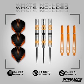 Red Dragon Amberjack Darts 21 g, 22 g, 23 g, 24 g or 27 g Professional Dart Set, 3 x Darts with Flights and Shafts