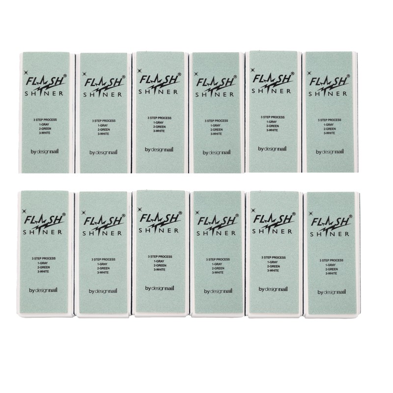 Flash Shiner® Block – 3-Way Nail Buffer (Gray/Black, Green &