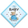 Baby on Board Autoschild, blaues Teddybär-Design, Saugnapfhalterung für Kind im