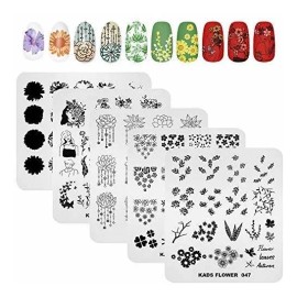 Kads Juego 5pcs Placas Estampación Uñas Kads - Modelos Flores