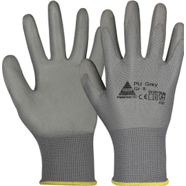 10 Pairs Hase Safety Gloves PU Grey Nylon Work Gloves with PU Coating, Oil-Resistant Assembly Gloves, Ideal for Fine Work, Assembly, Industry, Size M (08)