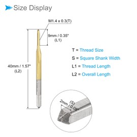 CoCud Thread Milling Tap Metric M1.4 x 0.3 Thread Titanium Coated Machine 3 Straight Flutes Threading Tool for Drilling Machine Tapping 1 Pcs