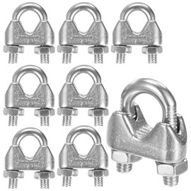 M METERXITY 8-Pack Cable Clamps, M4 Stainless Steel 4mm Wire Rope Clip Thimble U Bolt Saddle Fastener for Diameter Cable Rigging/Sailing/Clothesline, Wire Clamps