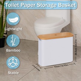 efluky Toilet Paper Storage, Toilet Paper Basket with Lid, Bathroom Organizer, Free Standing Holder Up to 9 Mega Rolls, White