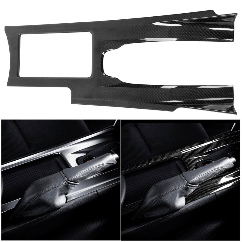 Carbon Fiber Center Console Gear Shift Cup Holder Panel Cover
