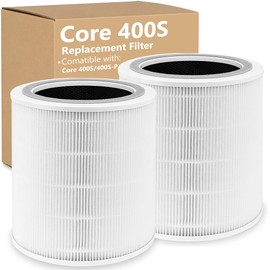 Core 400S Replacement Filter for LEVOIT Core 400S, Core 400S-P, Core 400S-RF Smart WiFi Air Purifier, 3-in-1 True HEPA Activated Carbon Filter, (LRF-C401S-WUS), 2 Pack, White