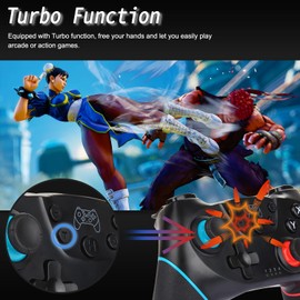 Control Inalámbrico para Switch Pro, Fotgear Joystick Remoto Bluetooth para Consola Switch, Gamepad con Turbo Gyro Axis y Dual Shock, Apto para Todos Juegos para Switch