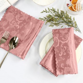 Cobedzy 60 Pack Rose Gold Satin Cloth Napkins, 17x17 Inch Satin Napkins Damask Napkins Jacquard Dinner Napkins Luxurious Cloth Napkins for Wedding Banquet Party Restaurant Dinner Decoration
