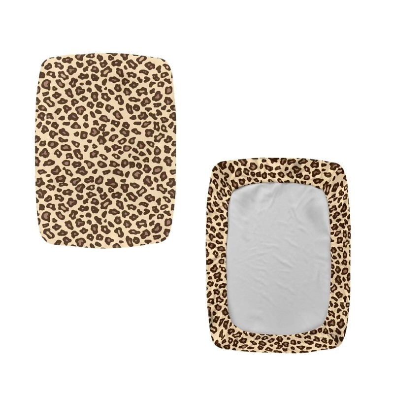 Luarisgur Bar Stool Rectangle Seat Covers Brown Leopard Print Bar